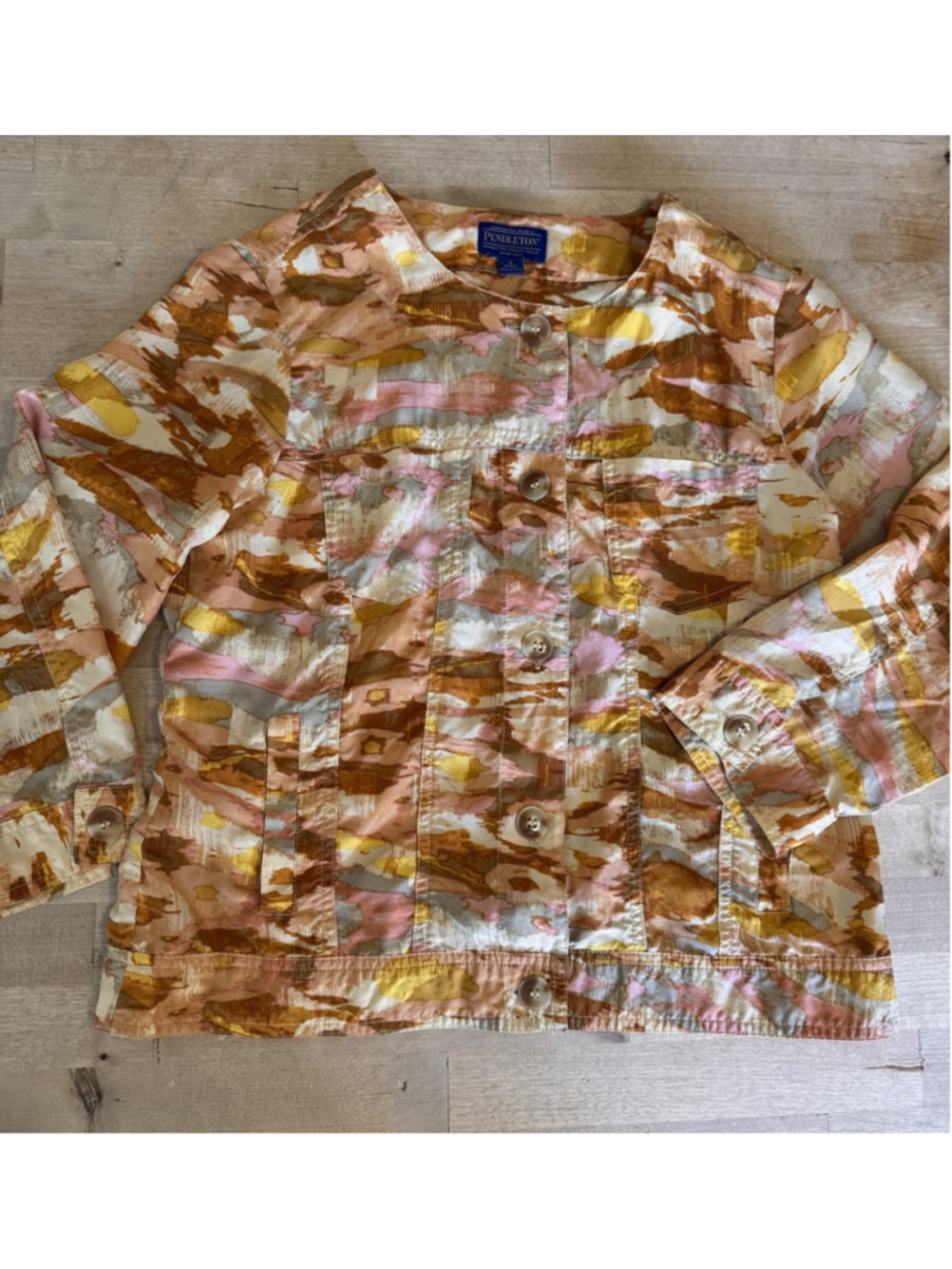 M Pendleton Endless Summer Washable 100% Silk Women's Long Sleeve Top Size PS